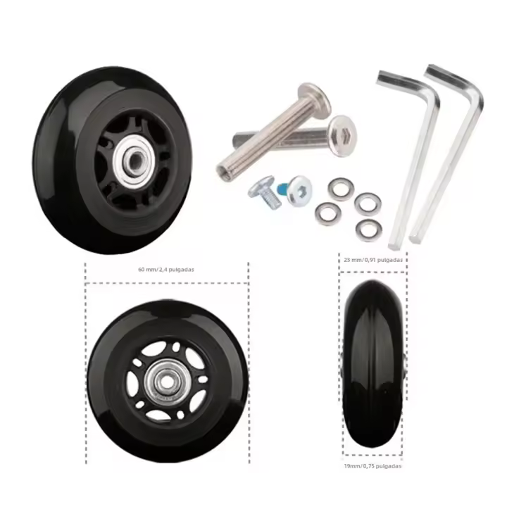 Ruedas De Equipaje Silenciosas Para Reparación Y Reemplazo De Maletas Partes De Suitcase Con Ejes De Diámetro 40/45/50/60/70/90mm Negro Material De Goma Y Metal - 1