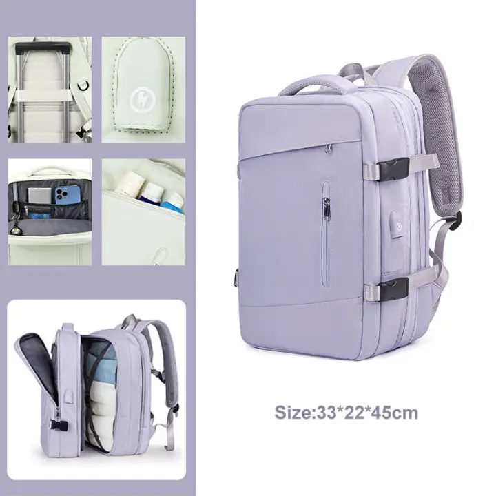 Mochila de viaje extensible para hombre y mujer, bolso grande para ordenador portátil, estudiantes, viajes de negocios, con carga - 1