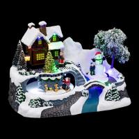 XOCOTŌ® Pueblo de navidad "Bibury"  Escena navideña - Pueblo con Papa-Noel en trineo   23x14.8x15.5 cm - details 0