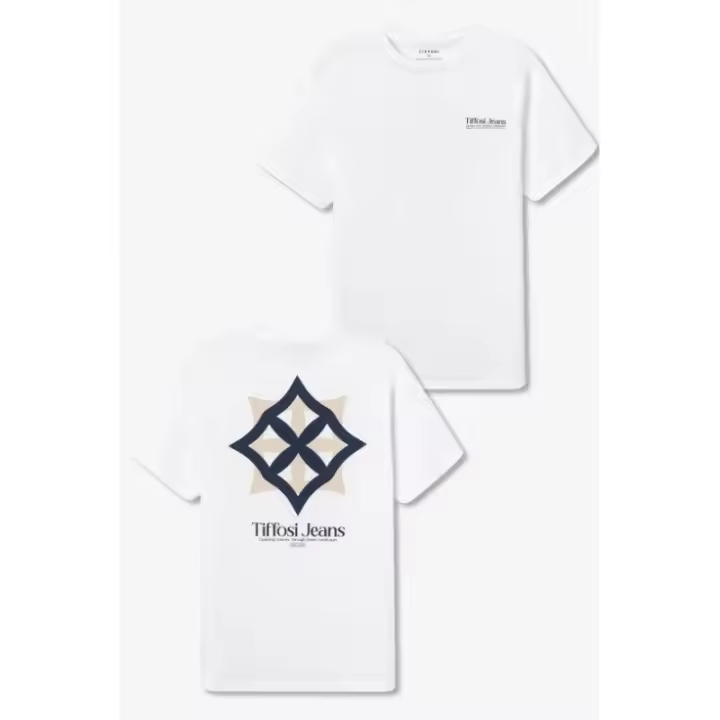 Tiffosi – Hombre – Blanco – Camiseta con Estampado Detrás, Perfecta, Cómoda y Ligera para Verano, Tallas S a XXL - 1