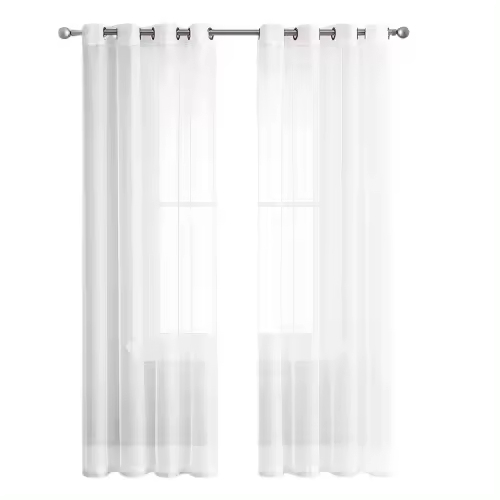 BLOOM STORE-Cortina para Ventana Dormitorio Translúcidas Visillos Paneles para Ventanas Cortinas Poliéster Translucida de Dormitorio Moderno Ojales Cortina Ventana Visillos Salon 150X260 cm, 2 piezas - 1