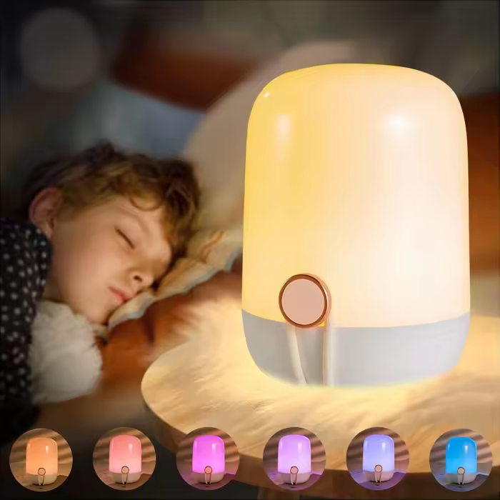 Lámpara de noche LED colorida, lámpara de mesa con la atención de 7 colores, recargable por USB - 1