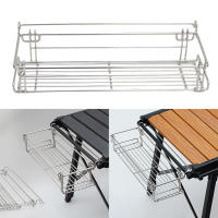 Bandeja De Almacenamiento Para Mesa De Camping Con Soporte Lateral Y Agujeros Para Drenaje En Acero Inoxidable 201 Para Picnics Al Aire Libre Y Viajes - details 1
