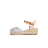 HLUNA - Sandalias de Cuña Oro y Plata tobilleras con la puntera cerrada detalle de brillos - Plantilla acolchada Cómodas - rl2021 - details 4