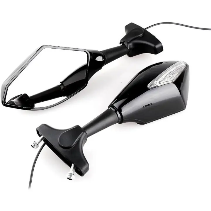Espejos para motorteta, 1 par de luces LED Negrs with Señal de Giro para motorceta - 1