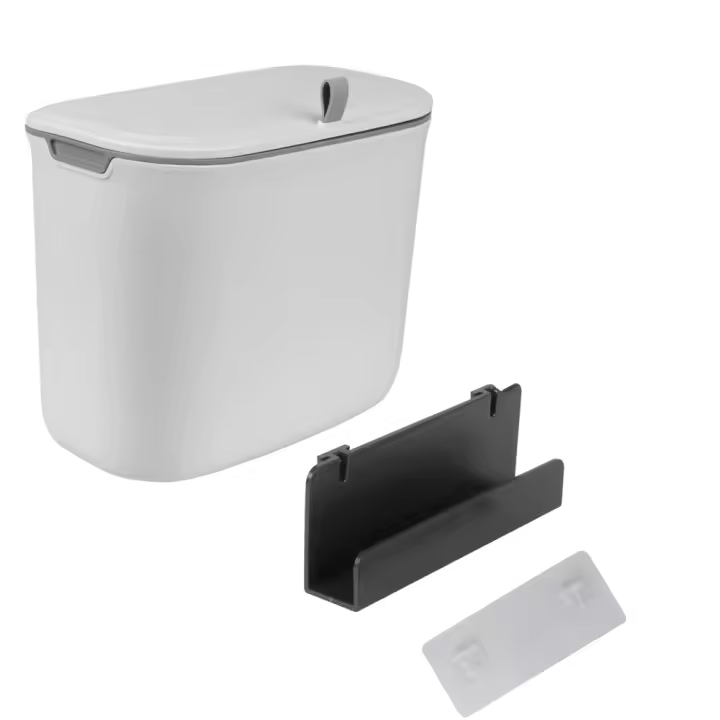 Bandeja De Cocina Montada En La Pared Con Papel Toalla Y Cesta De Basura Ecológica De 7L Con Tapa Contenedor De Residuos Para Encimera - 1