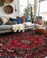 Alfombra Oriental Medallón Roja Moderna Retro Para Sala De Estar Dormitorio Comedor Material Poliéster Mecánica Lavable - details 2