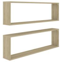 vidaXL Estantes cubo de pared 2 uds contrachapado 100x15x30 cm Blanco, Negro, Gris Mueble Almacenaje Estantería para Oficina, Estudio, Dormitorio Estantería/Librería/ mueble de Almacenamiento - details 5