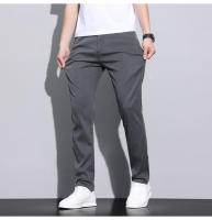 Pantalones Casuales Para Hombre Lyocell Fibra Verano Malla Suave Transpirable Elástica Slim Straight Negro Gris Talla Media - details 3