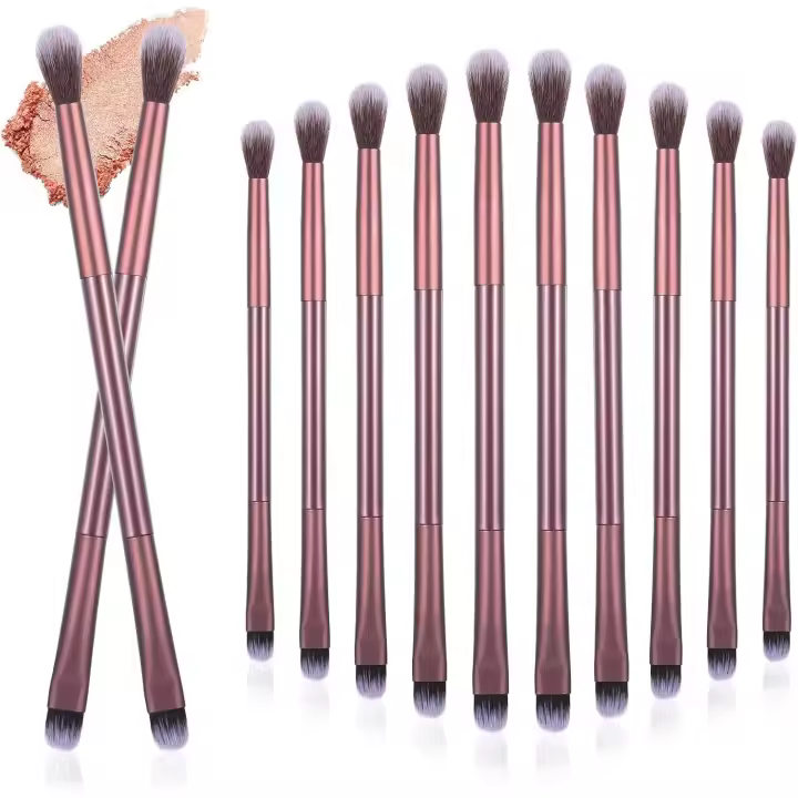 Juego de 12 pinceles de sombra de ojos, doble cabeza, pincel de maquillaje de ojos, pincel dorado para sombra de ojos, corrector, corrector, corrector, iluminador, polvo suelto - 1