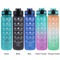 Botella Deportiva De 1000ml Con Tapa Y Marca De Tiempo Para Exteriores Camping Copo De Bebida Portátil Antigrado Y Reutilizable Para Estudiantes - details 2