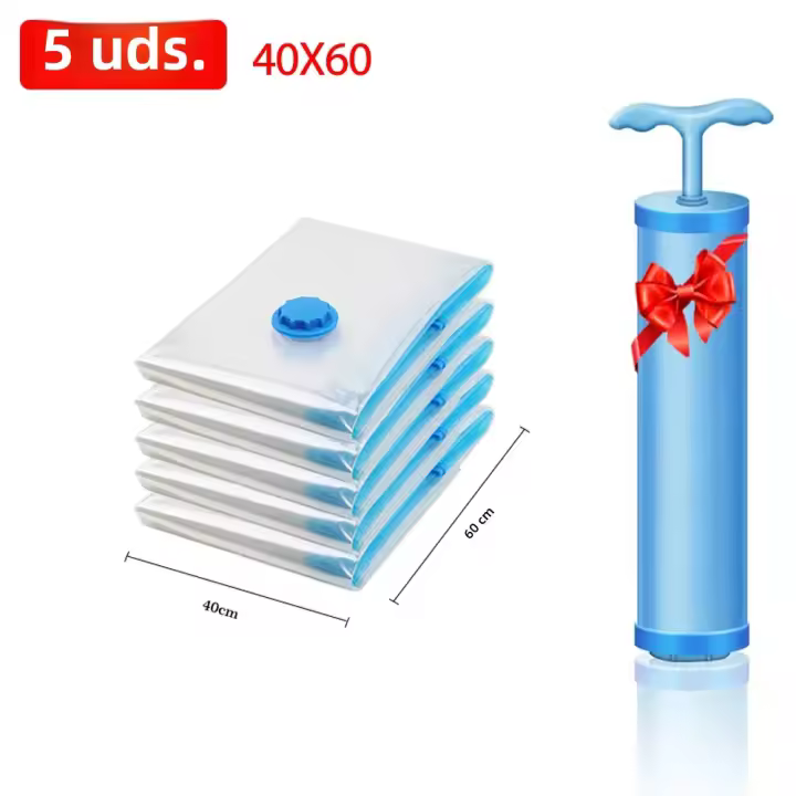 5Pcs Sacos De Almacenamiento a Vácuo Para Ropa Cusciones Edredones Almohadas Y Ropa De Cama Eco-amigables Y Espaciosos - 1