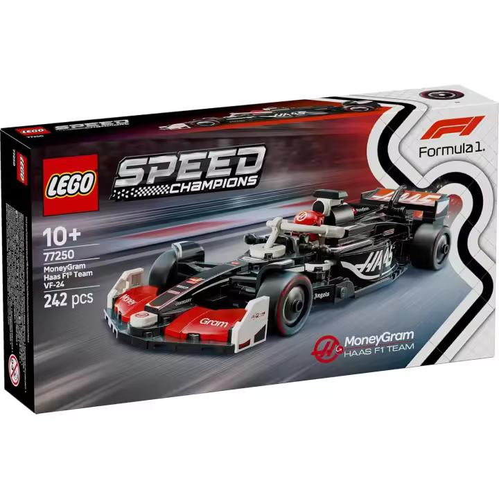 LEGO Speed Champions Coche de Carreras MoneyGram Haas F1 Team VF-24 Vehículo de Juguete con 1 Minifigura de Piloto de Fórmula 1, Regalo Coleccionable para Niños y Niñas de 10 Años o Más (77250) - 1