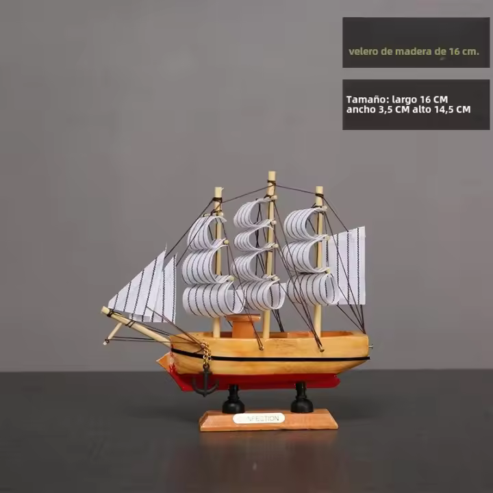 Nueva Adorno De Barco De Madera Simulación De Viaje Sin Problemas Para Decoración De Escritorio Y Ventana Del Salón Regalo - 1