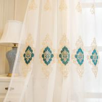 Cortina De Tules Bordadas Estilo Europeo Para Sala De Estar Y Dormitorio Sencilla Translúcida De Poliéster 100% Lujo Exquisito - details 2