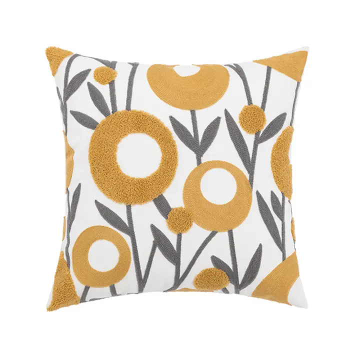 Funda de almohada de cojín de bordado de toallas de flores de viento - 1