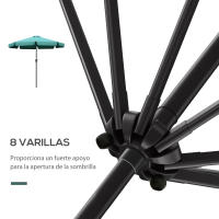 Outsunny Sombrilla de Jardín Ø266x248,5 cm Protección UV50+ Parasol de Aluminio Inclinable con Techo de Ventilación y Manivela para Terraza Balcón Exterior - details 5