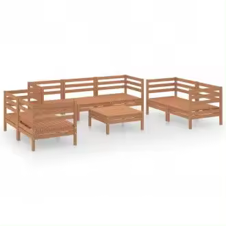 VIDAXL conjunto de jardín de 8 piezas de sofás y mesa de madera de pino marrón miel - 1