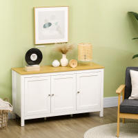 HOMCOM Aparador Armario de Cocina con 3 Puertas Buffet de Salón con Estantes Ajustables para Comedor Estilo Moderno 120x40x70 cm Blanco - details 1