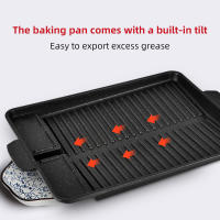 Plato De Barbacoa Saludable Cuadrado Compatible Con Gas Pecho De Cerdo Placa De Hierro Diagonal Con Ranuras Para Barbacoa Y Horno Cassette - details 0