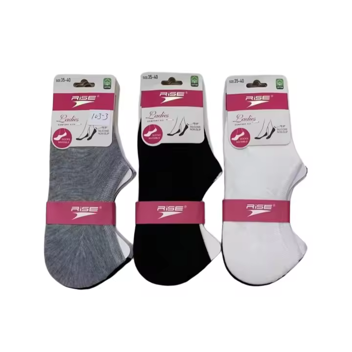 4-12 Calcetines de Cortos (4 colores, entrega aleatoria, sin posibilidad de elección) Invisibles Respirable Calcetines tobilleros Algodón Antideslizantes para hombre y mujer multicolor - 1