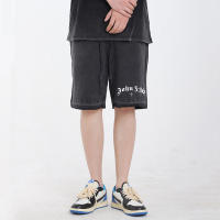 Shorts De Algodón Vintage Lavados Con Impresión Cruzada Para Hombres Verano Shorts Transpirables Con Bolsillos Para Gimnasio Y Running - details 1