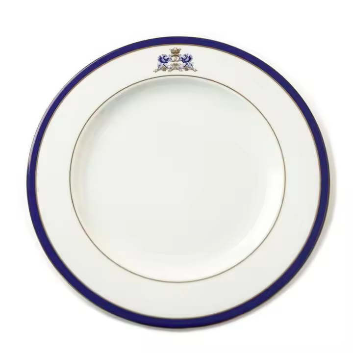 Crc - Platos de Porcelana Blancos y Azules de 30 Cm ø | Modelo Duisburg - 1