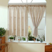 Valance De Cortina De Café De Color Puro Estilo Boho Japonés Decoración Para Ventanas Puertas Y Habitaciones Con Bolso Para Rodillo - details 8