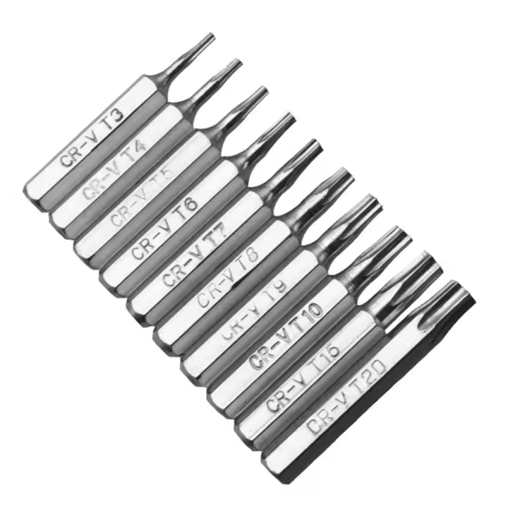 Juego De 10 Piezas De Bits CR-V T3 T4 T5 T6 T7 T8 T9 T10 T15 T20 Herramienta De Reparación Móvil Material De Acero Cromo Vanadio Multifuncional - 1
