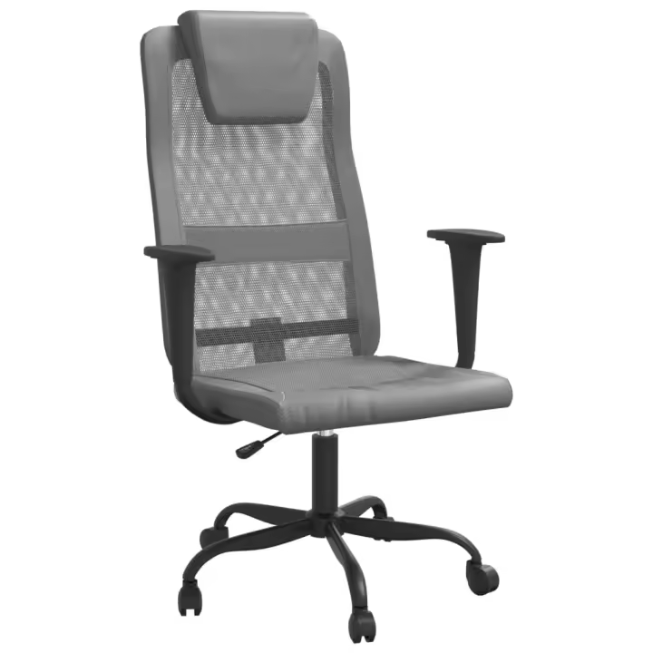 Silla de Oficina Altura de Lona ajustable Malla y cuero PE Gris - 1