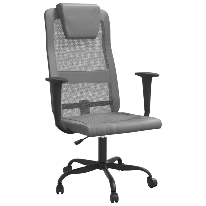 Silla de Oficina Altura de Lona ajustable Malla y cuero PE Gris - 1