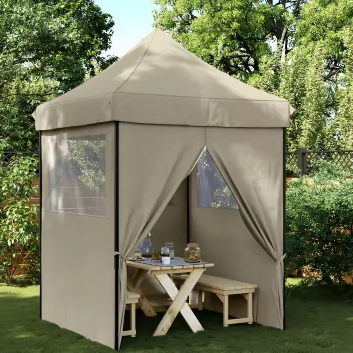 vidaXL Tienda de fiesta plegable Pop-Up con 4 paredes laterales taupe - 1