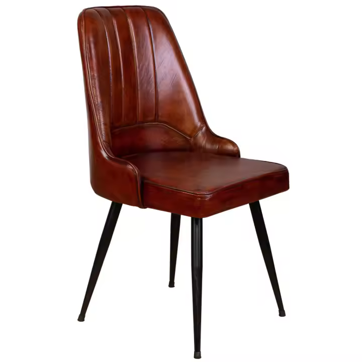 Silla tapizada en piel marrón 51x58x91 - 1