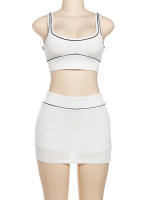 Conjunto De Verano Para Mujer Nibber Skinny Ribbed 2 Piezas Negro Top Sin Costuras Y Shorts Side Split Estilo Sexy Y Club - details 2