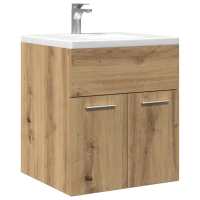 vidaXL Armario para lavabo madera contrachapada 41x38,5x46 cm en color Negro/Madera antigua/Blanco y roble sonoma y más | almacenamiento funcional diseño moderno para baño dormitorio sala - details 3