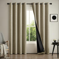 Cortinas De Blackout Total En Color Sólido Imitación Lino Para Decoración De Sala De Estar Y Dormitorio 1 Panel Moderno - details 6
