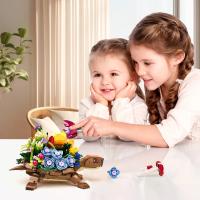 Kit De Modelado De 510 Piezas De Tortuga Juego De Construcción De Macetas Para Habilidades Mano-Ojo Regalos Para Cumpleaños De Niños Bloques De Flores Bricks Unisexos - details 2