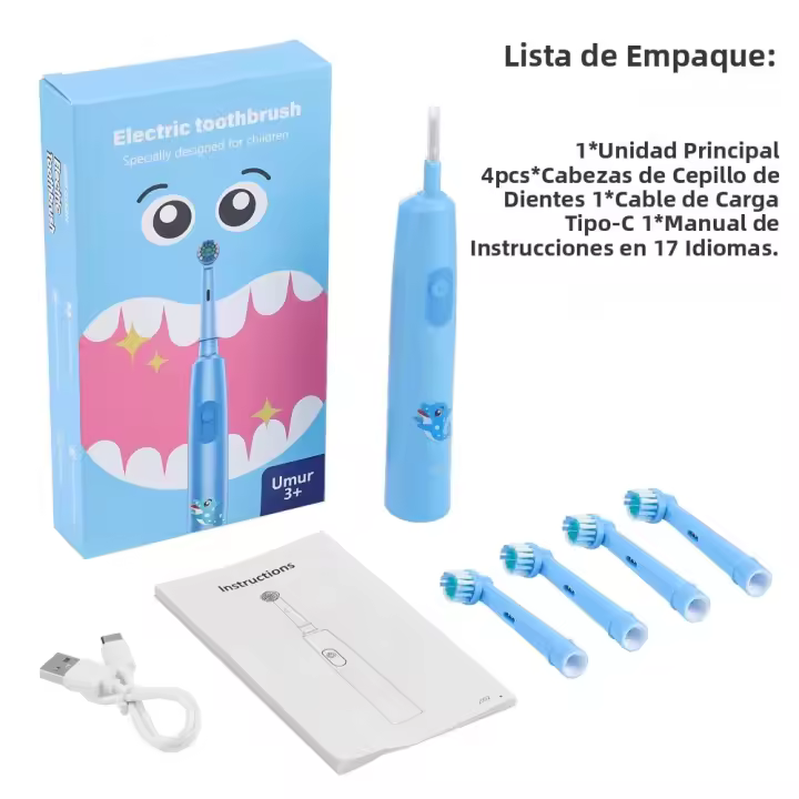 Cepillo De Dientes Eléctrico Inteligente Para Niños Con 4 Cabezas De Limpieza Rotativa Suave 3 Modos De Limpieza Tiempo De Cepillado - 1