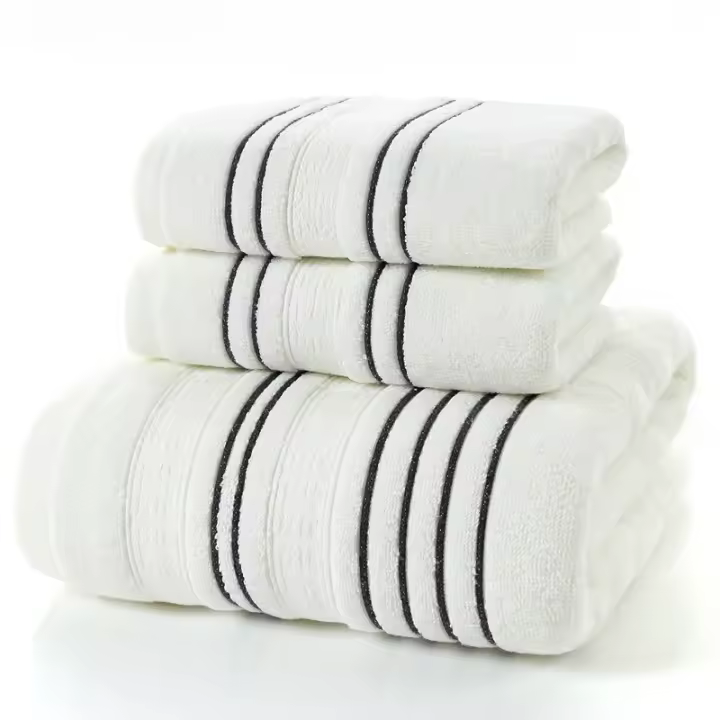 Juego De Toallas De Algodón Bordadas 3 Piezas 35x75cm 70x140cm Toallas De Baño Geométricas Para Mano Rostro Y Ducha Toallas De Baño - 1