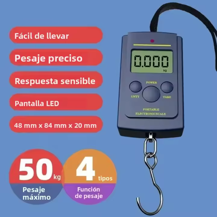 Báscula Digital Miniatura Para Pesca Y Viajes 40kg X 10g Portátil Con Gancho Colgante Escala De Mano Material Plástico - 1