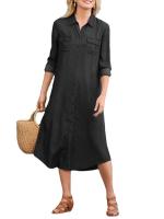 Vestido De Denim Vintage De Verano 2024 Para Mujer Estilo Callejero Elegante Con Bolsillos Y Cuello Volteado De Medio Tamaño - details 9