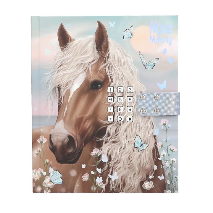 TOP MODEL - DIARIO CABALLO CON MARIPOSAS CON CÓDIGO SECRETO MISS MELODY, 0013999, TIENDA CON LICENCIA OFICIAL, ENVIO EN 24-48 HORAS EN PENÍNSULA, JUGUETES, PAPELERÍA, ANIMALES