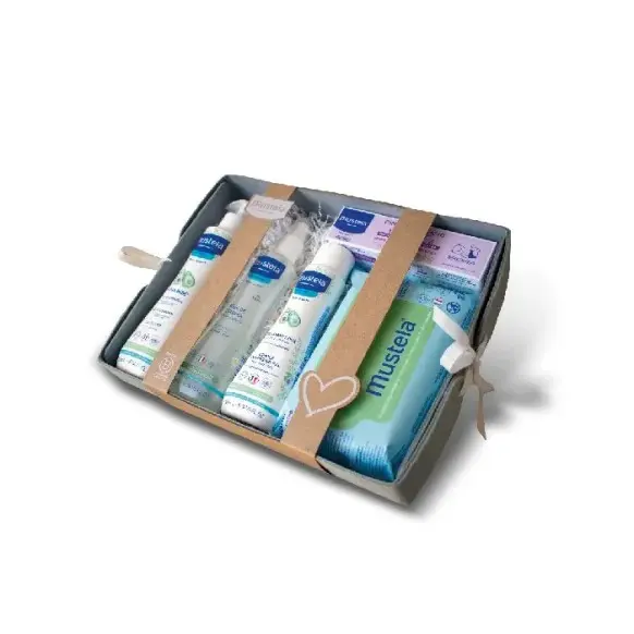 Mustela Canastilla Bebé Leche Corporal 300ml +Toallitas 60ud + Crema pañal 50ml + Agua de colonia 200 ml+ Gel lavante 200ml - 1