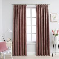 vidaXL Cortinas opacas ganchos 2 pzas terciopelo rosa viejo 140x175 cm - details 0