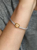 Pandora - Pulsera de Cadena de serpiente con Cierres de corazón Moments - Plata de ley y Baño de Oro de 14 K - details 1