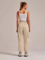 Women's Casual Workwear Sweatpants High-Waisted Loose Fit Solid Color with Belt And Pockets mid Waist Ankle-Length Polyester - details 22