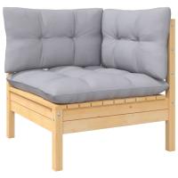 vidaXL Sofá de jardín de 2 plazas madera maciza pino con cojines Marrón y gris, Natural y crema, Blanco Conjunto Terraza Muebles Jardín Exterior Juego de Muebles de jardín Mueble Jardín Exterior Muebles de Salon Exterior - details 3