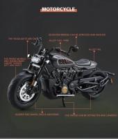 Modelo De Motocicleta De Escala 1:12 Sportster S De Aleación De Metal Con Absorción De Choque Y Luz Giratoria Para Niños Regalo - details 3