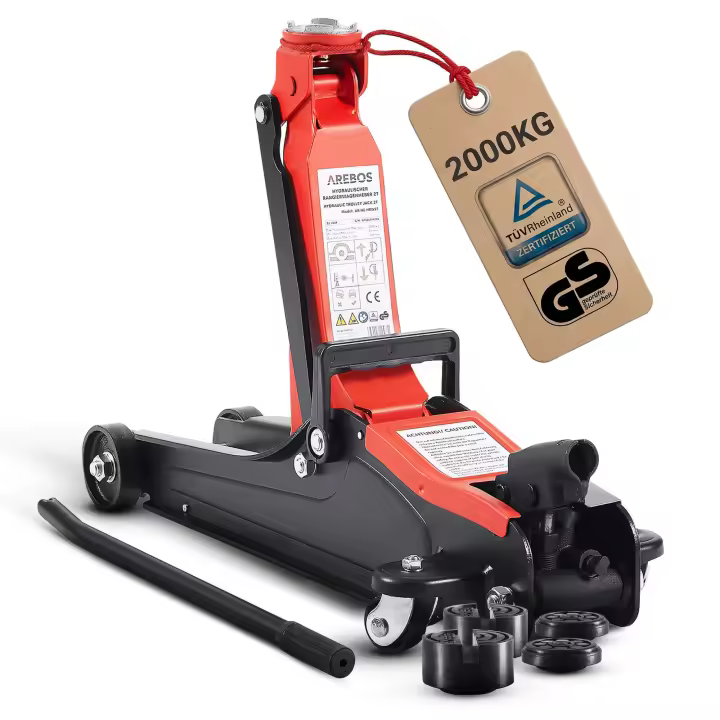 AREBOS 2T Gato De Maniobra De Doble Pistón Hidráulico Para Coches - 1