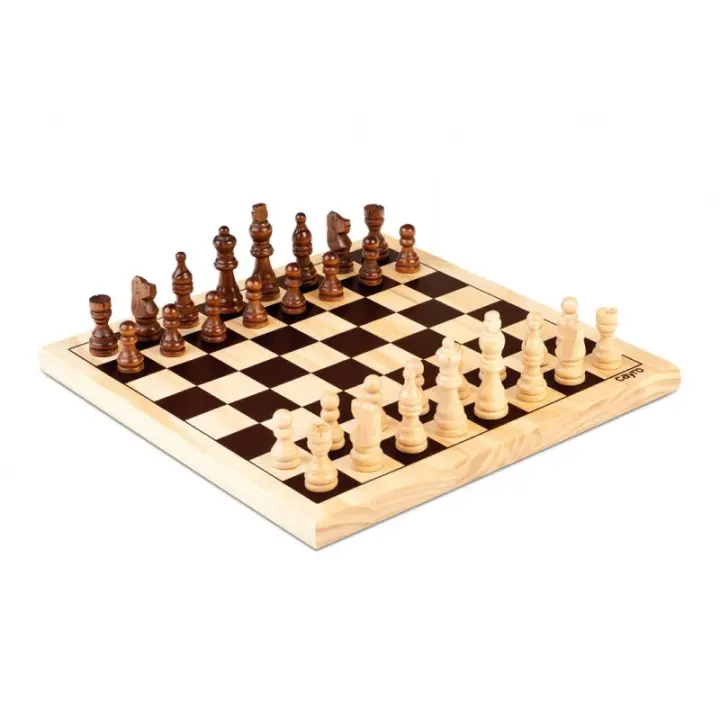 Tablero Ajedrez con Fichas. 29x29cm. Madera natural - 1